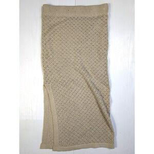Hunter & Brown Womens Maxi Skirt L Tan Shimmery Crochet Knit Boho Festival